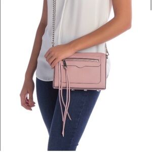 REBECCA MINKOFF Avery Saffiano Leather Chain Strap Crossbody Purse Ballet Pink
